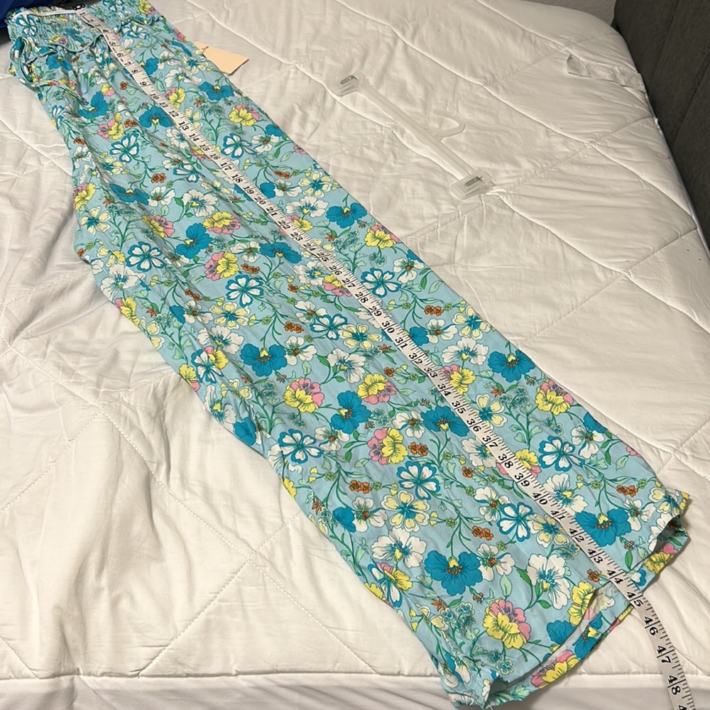 Bebop pants palazzo style rayon casual floral printed blue lounge, New XL, 2X - Picture 9 of 11